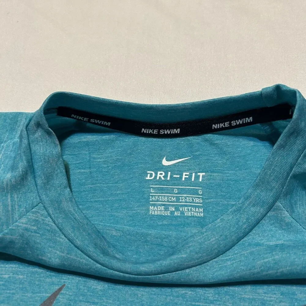 NWT Boys Youth Nike UPF 40+ Hydro Half Sleeve Rash Guard Swim Shirt NESSA-486 L